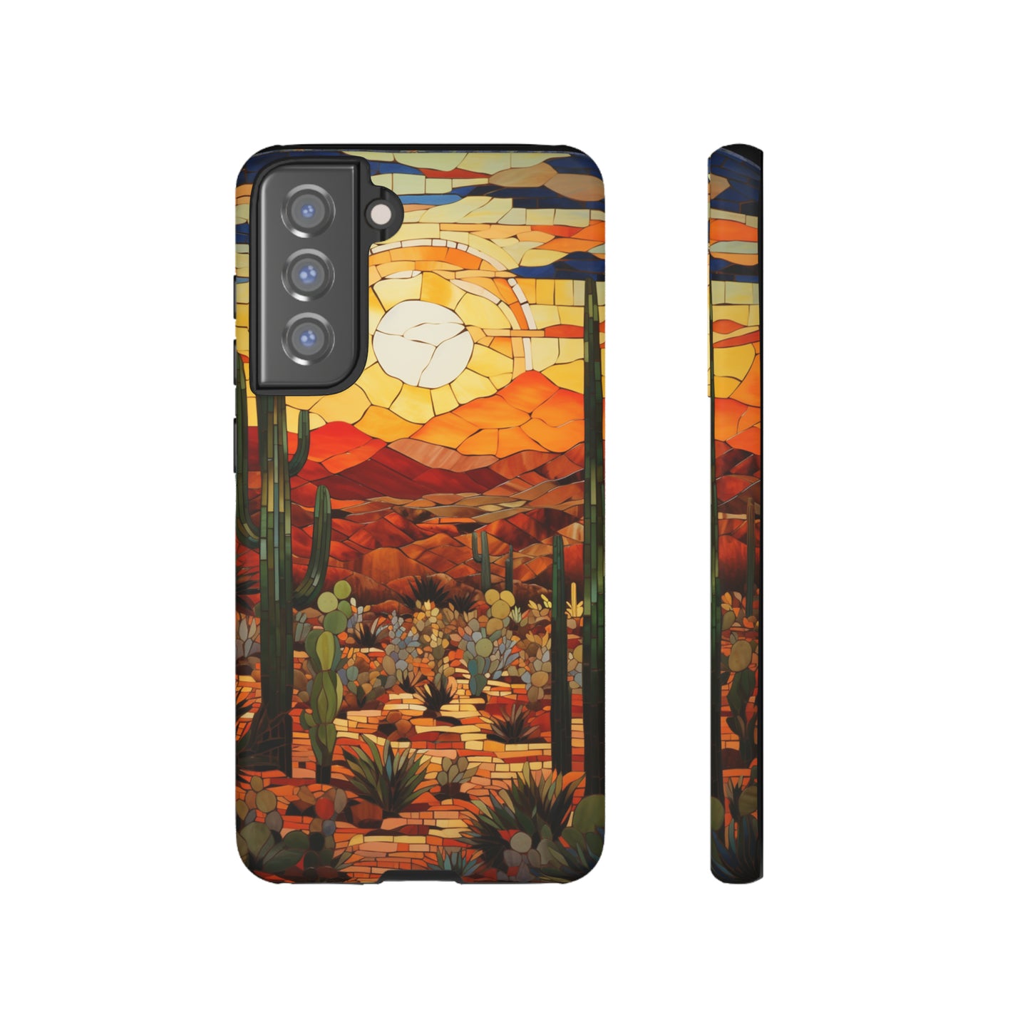 Desert Sunset Cactus Mosaic Tile