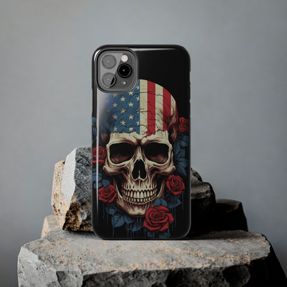 American Pride with an Edgy Spin: Skull USA Flag iPhone Case – Modern Protection Meets Patriotic Design