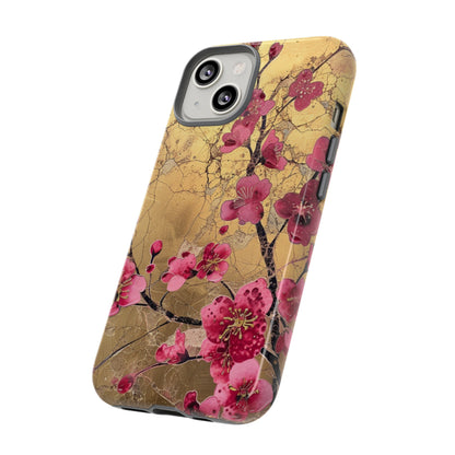 Pink Forget Me Nots Gold Floral Phone Case