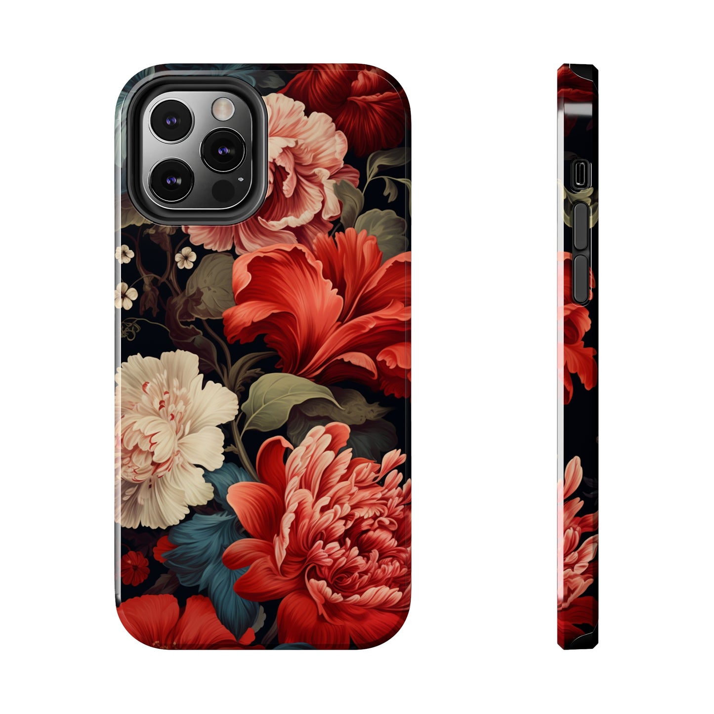 Vintage Floral Aesthetic Phone Tough Case Antique Print for iPhone 14 11 Pro 12 13 XR XS X 7+ 8 Boho Nature Flowers Cottage Core