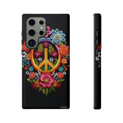 Peace Sign Embroidery Floral Hippie Style Phone Case