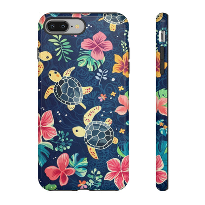 Undersea Floral Blue Sea Turtle Phone Case