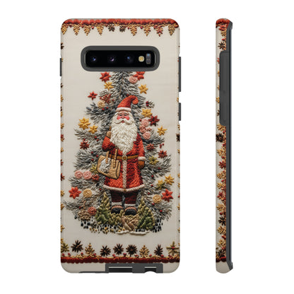 Vintage Embroidery Christmas Santa Phone Case