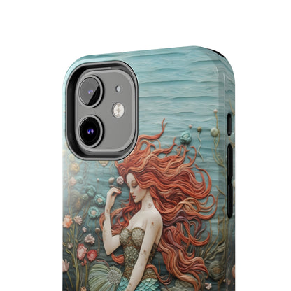 Siren's Song: Mermaid Elegance Apple Phone Case | Embroidery-Inspired iPhone Case