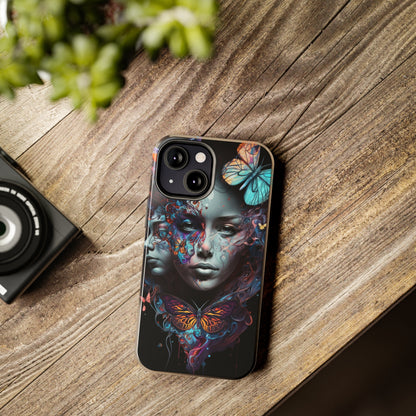 Synthwave Butterfly Girl Trippy Fantasy Art iPhone Case | Embrace the Futuristic Vibe with Whimsical Artistry