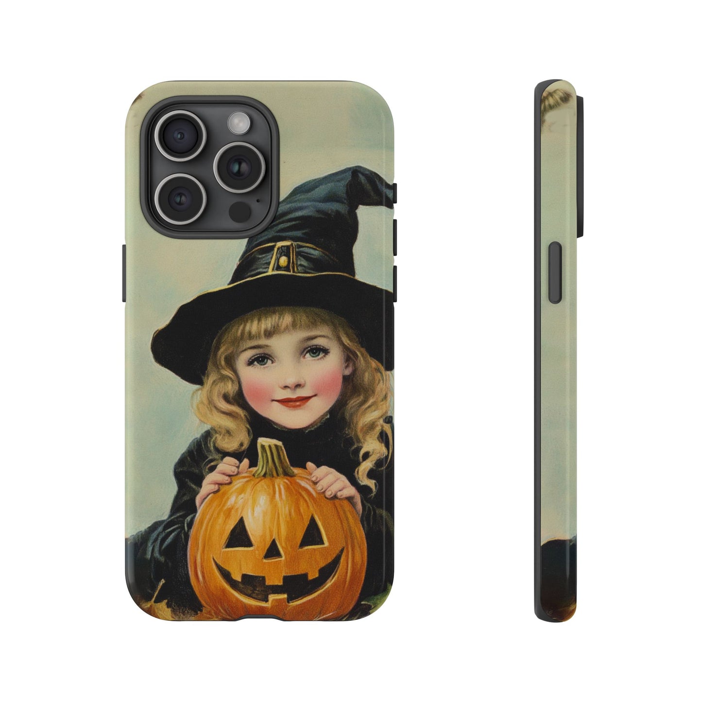 Vintage Halloween Card Witch and Jack-o'-lantern Phone Cover