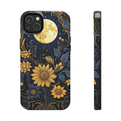 Starry Night Boho Meets Cottagecore: Floral Sun, Moon & Stars iPhone Case