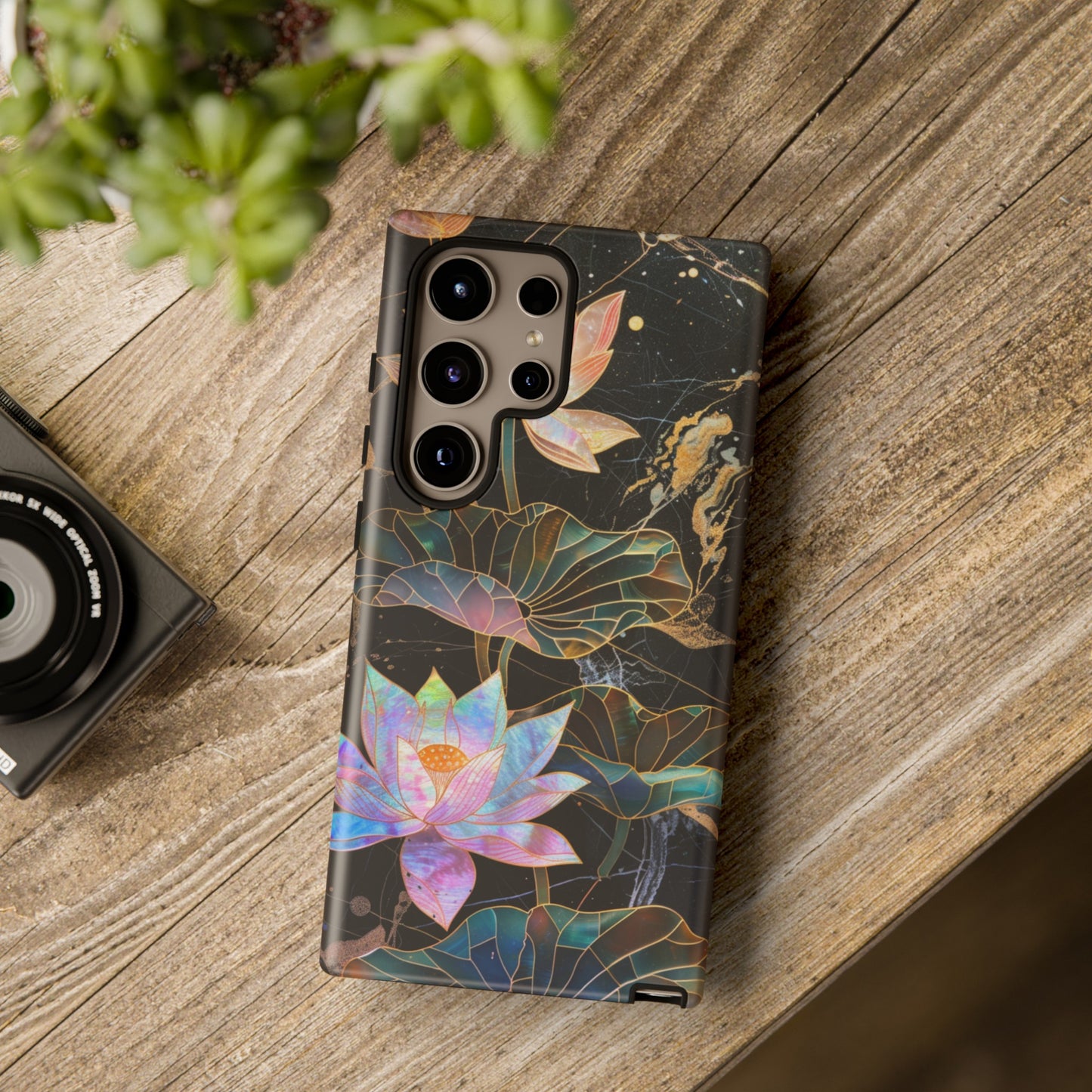 Zen Stained Glass Lotus Floral Design Phone Case