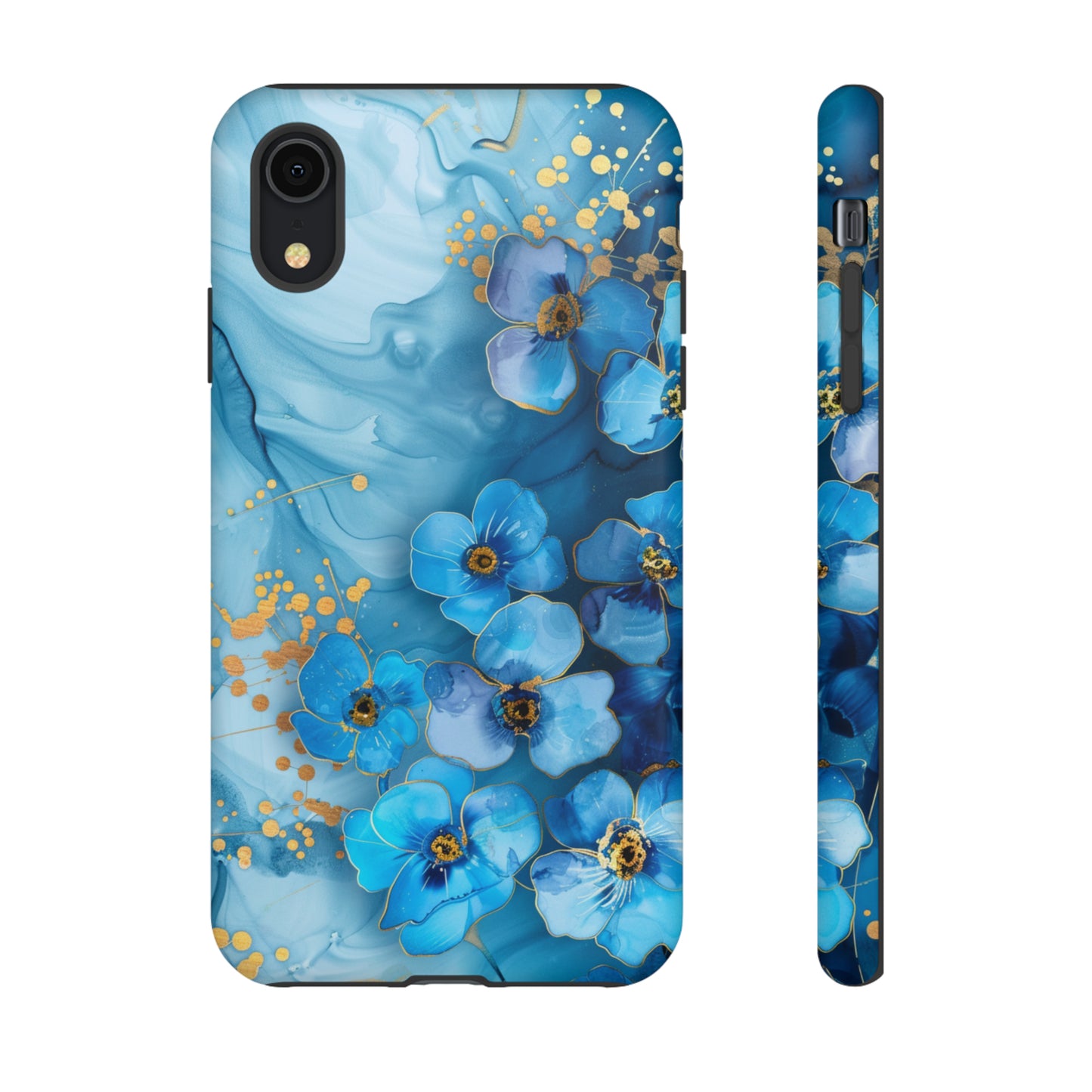 Forget Me Nots Gold Color Splash Floral Design Phone Case