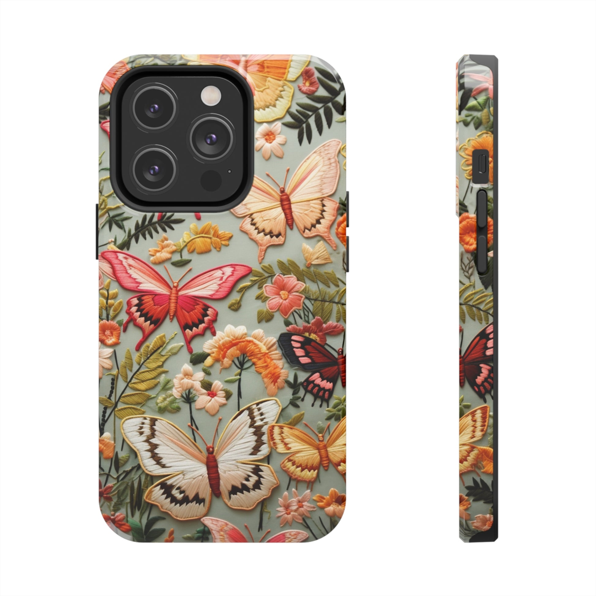 Protective iPhone 11 and 14 case with detailed stitch patterns