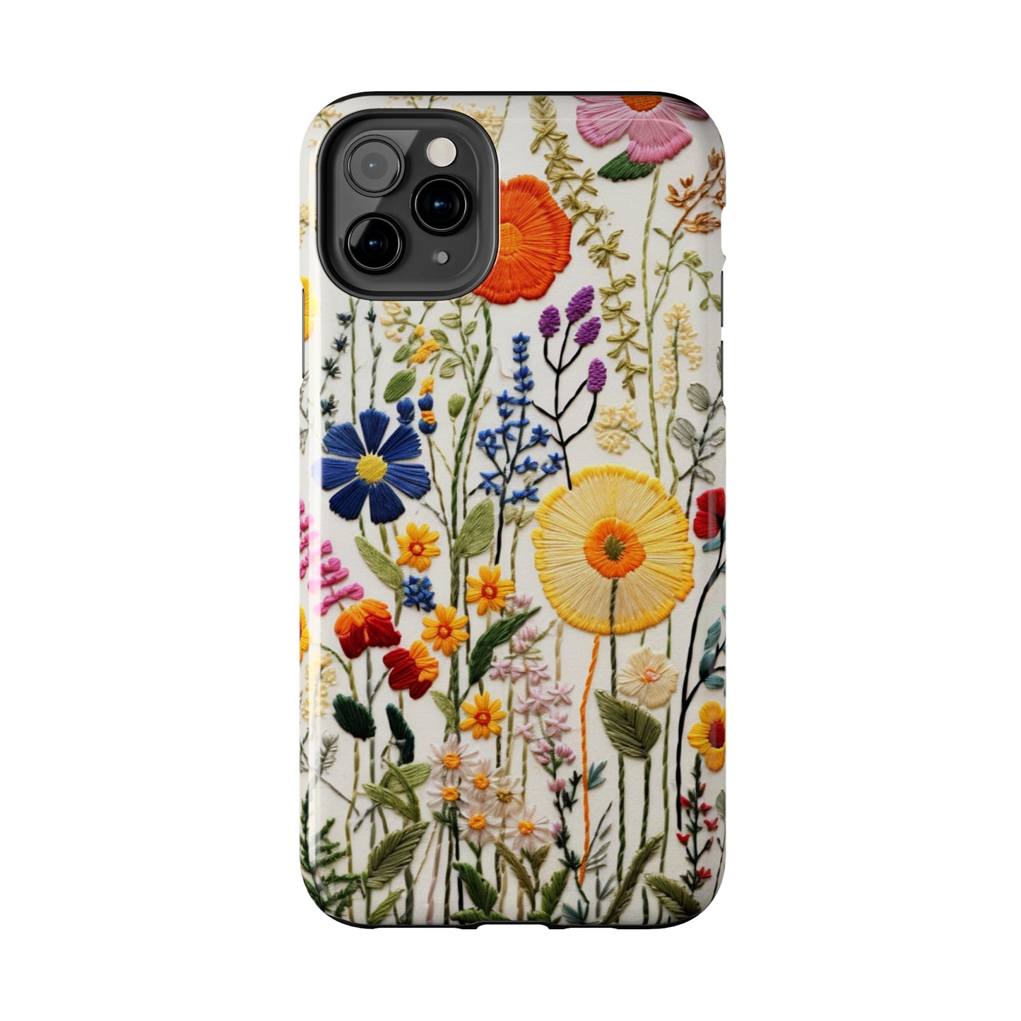 Wildflowers Floral Embroidery iPhone Case