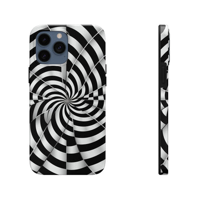 Trippy Black and White Optical Illusion Tough iPhone Case | Psychedelic Phone Cover