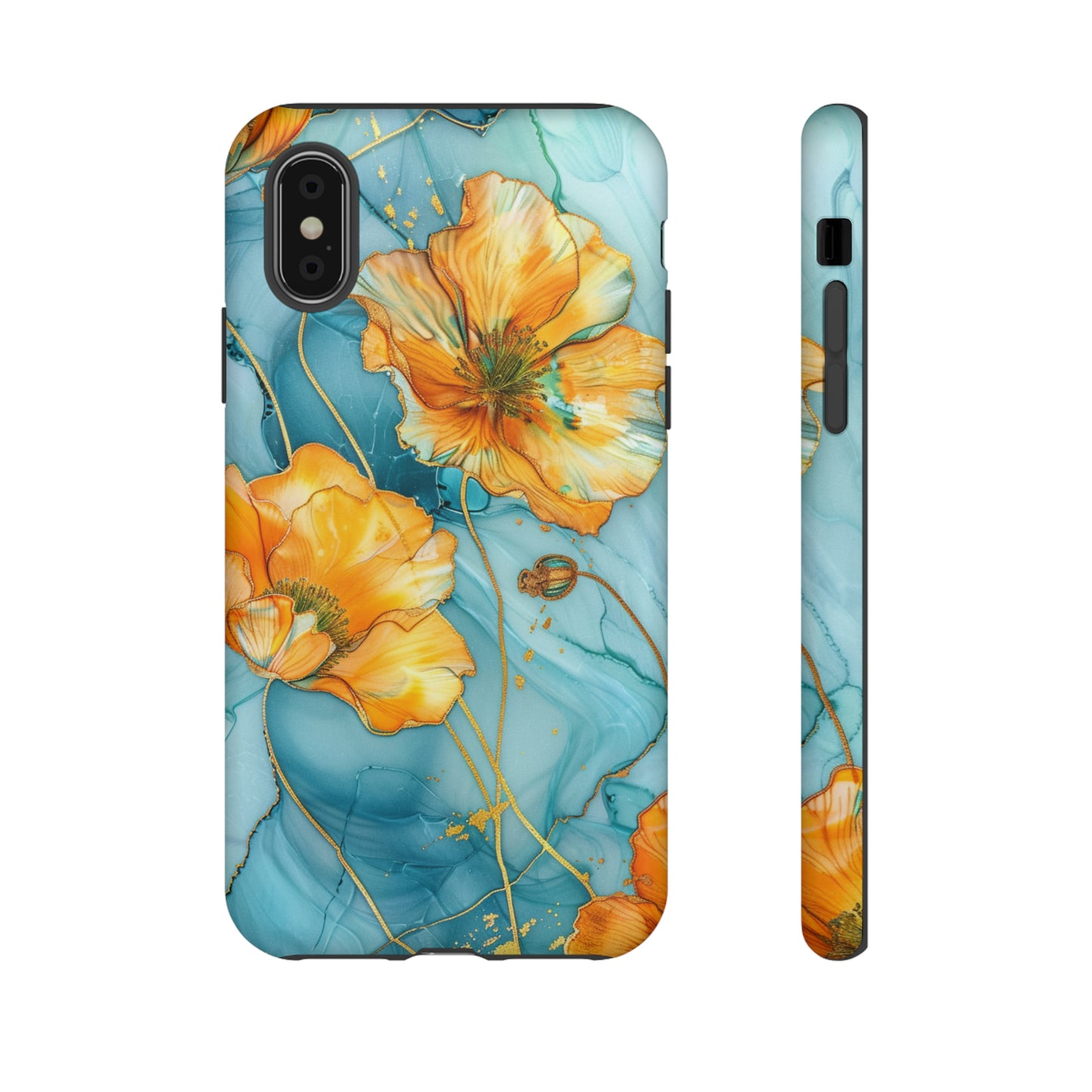 Gold Poppies Color Splash Floral Design Phone Case