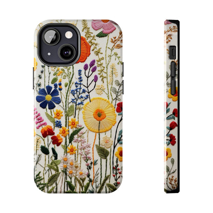 Wildflowers Floral Embroidery iPhone Case