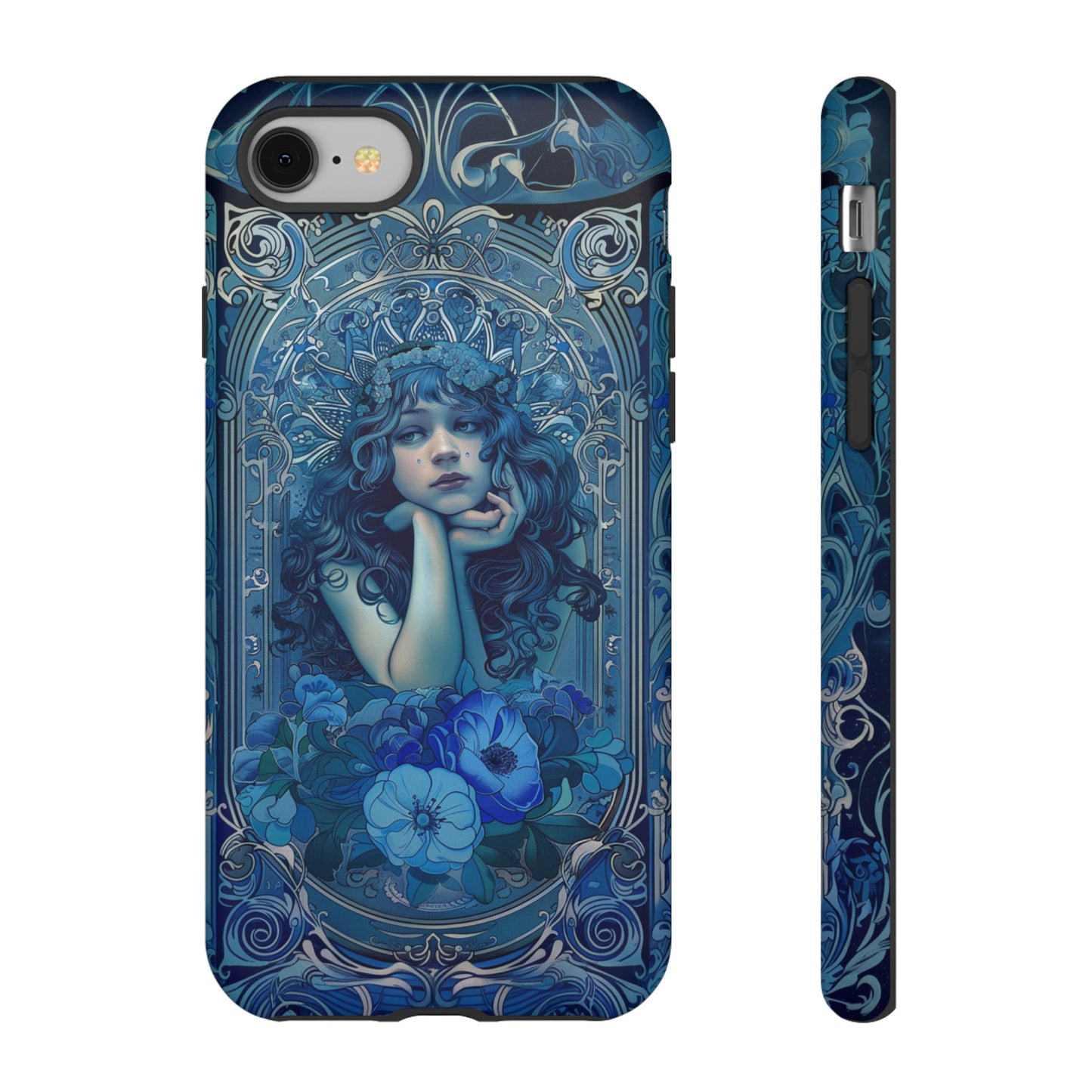 Blue Floral Art Nouveau Style Phone Case