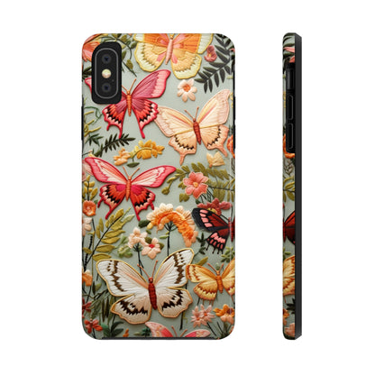 Embroidery Butterflies iPhone Case | Whimsical Elegance and Nature's Beauty in Handcrafted Detail