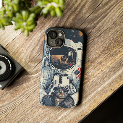 The Astronaut and the Cosmic Cat Phone Case