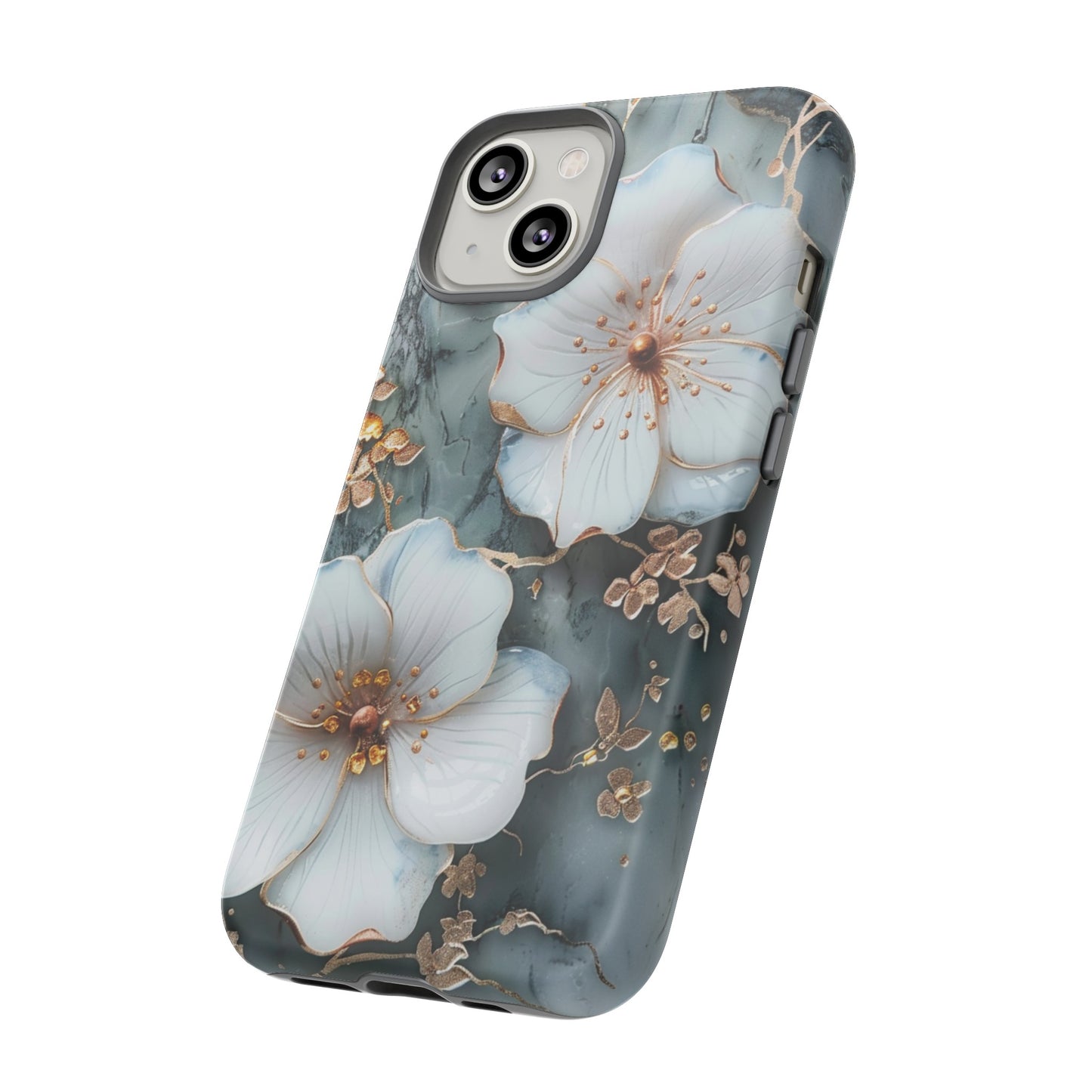 White Flower on Marble Stone  Phone Case