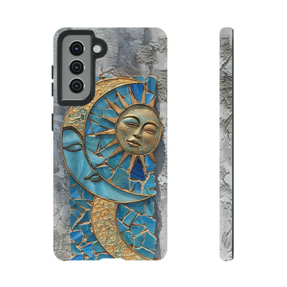 Boho Sun and Moon Mosaic Tile Stained Glass Phone Case