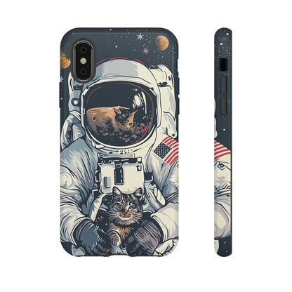 The Astronaut and the Cosmic Cat Phone Case