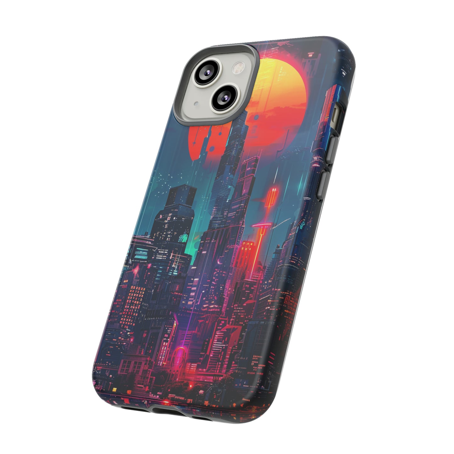 Cyberpunk Full Moon Cityscape Phone Case