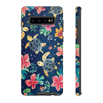 Undersea Floral Blue Sea Turtle Phone Case