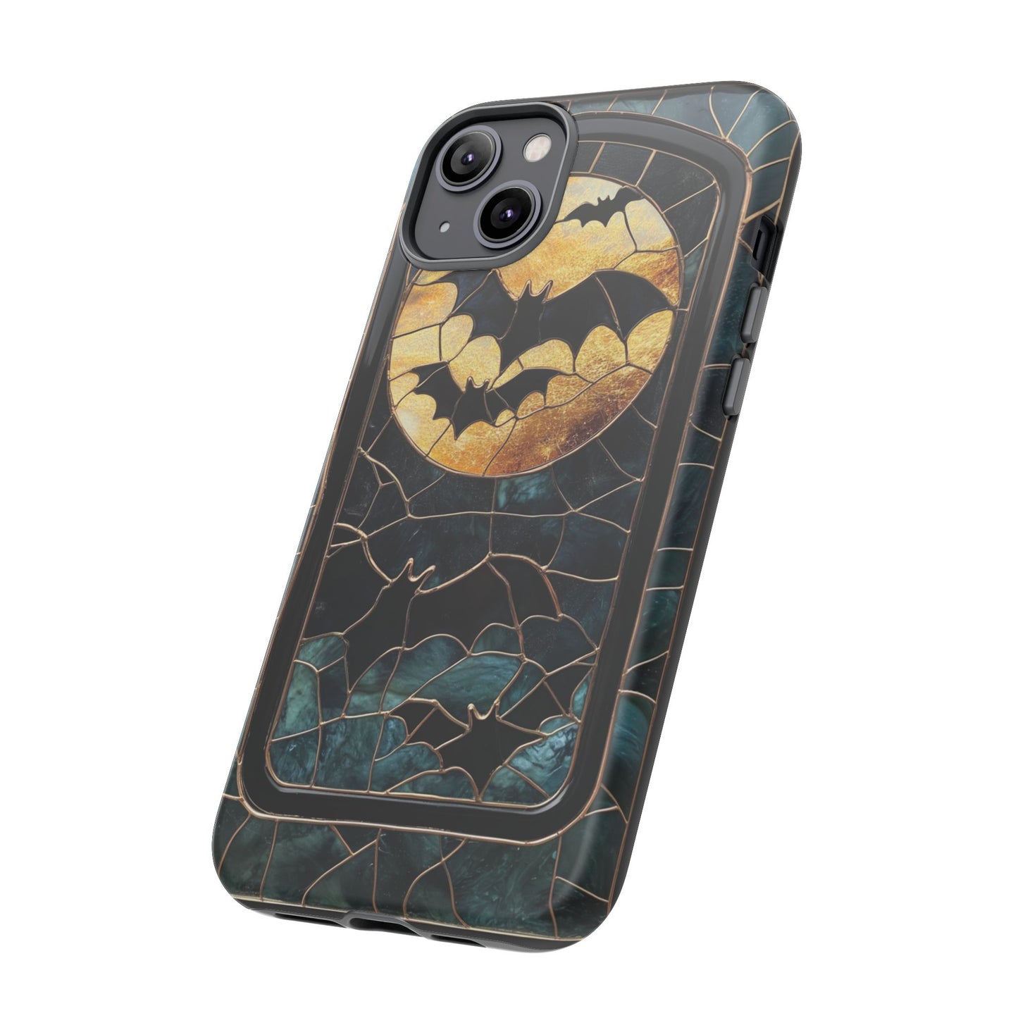 Halloween Phone Case Bats Stained Glass Style Spooky Moon Phone Cover