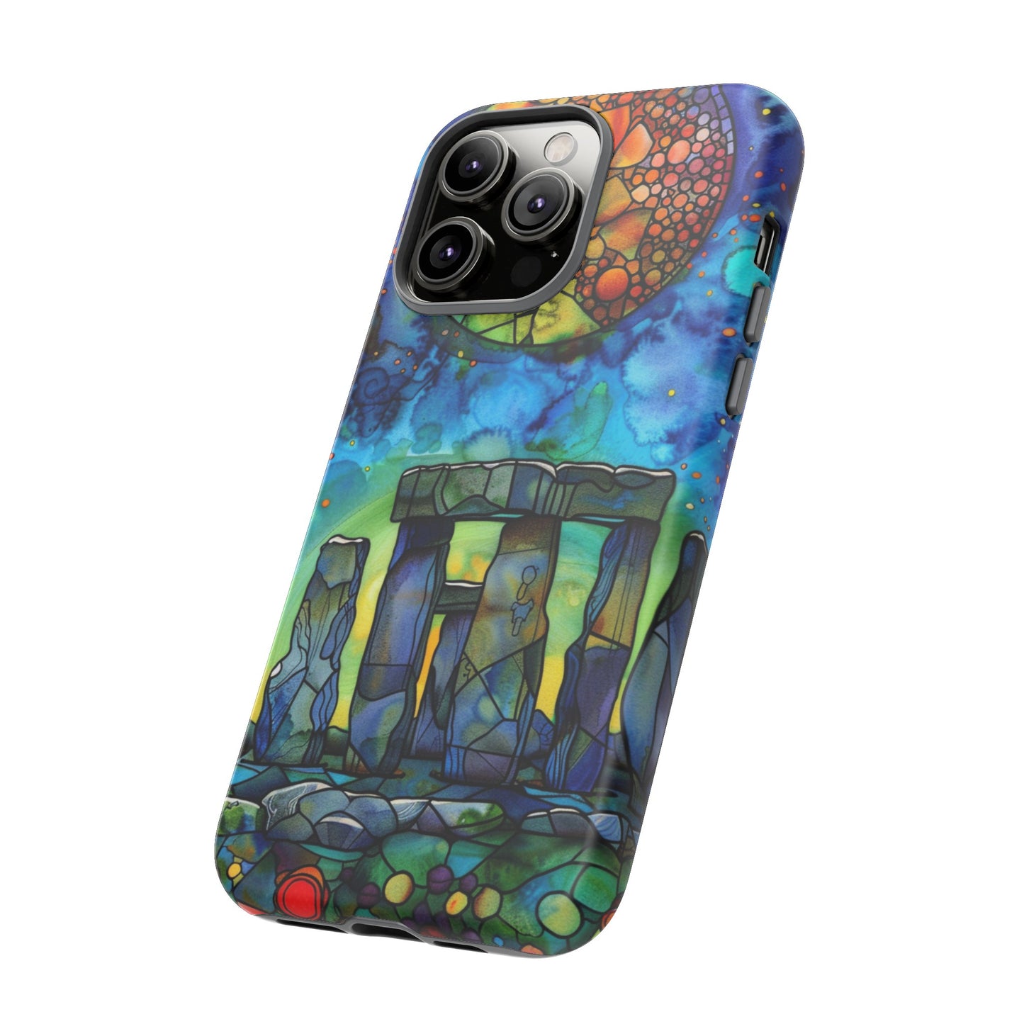 Stonehenge Neolithic Full Moon Stained Glass Watercolor Phone Cover