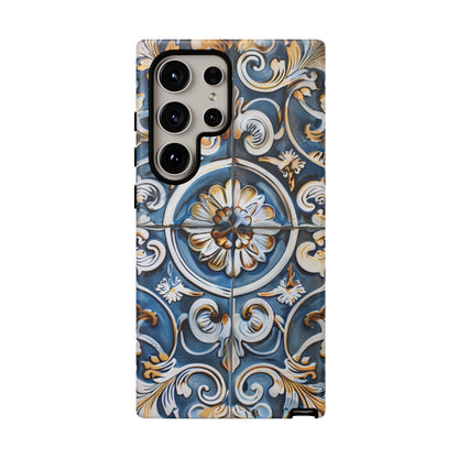 Azulejo Porcelain Blue & Creamy White Tile Mediterranean Design Phone Case