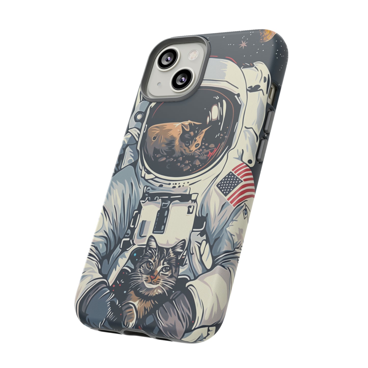 The Astronaut and the Cosmic Cat Phone Case