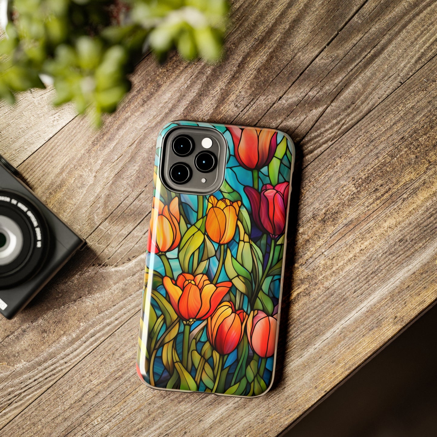 Stained Glass Tulip Floral Aesthetic iPhone Case | Embrace the Beauty of Nature in Full Bloom