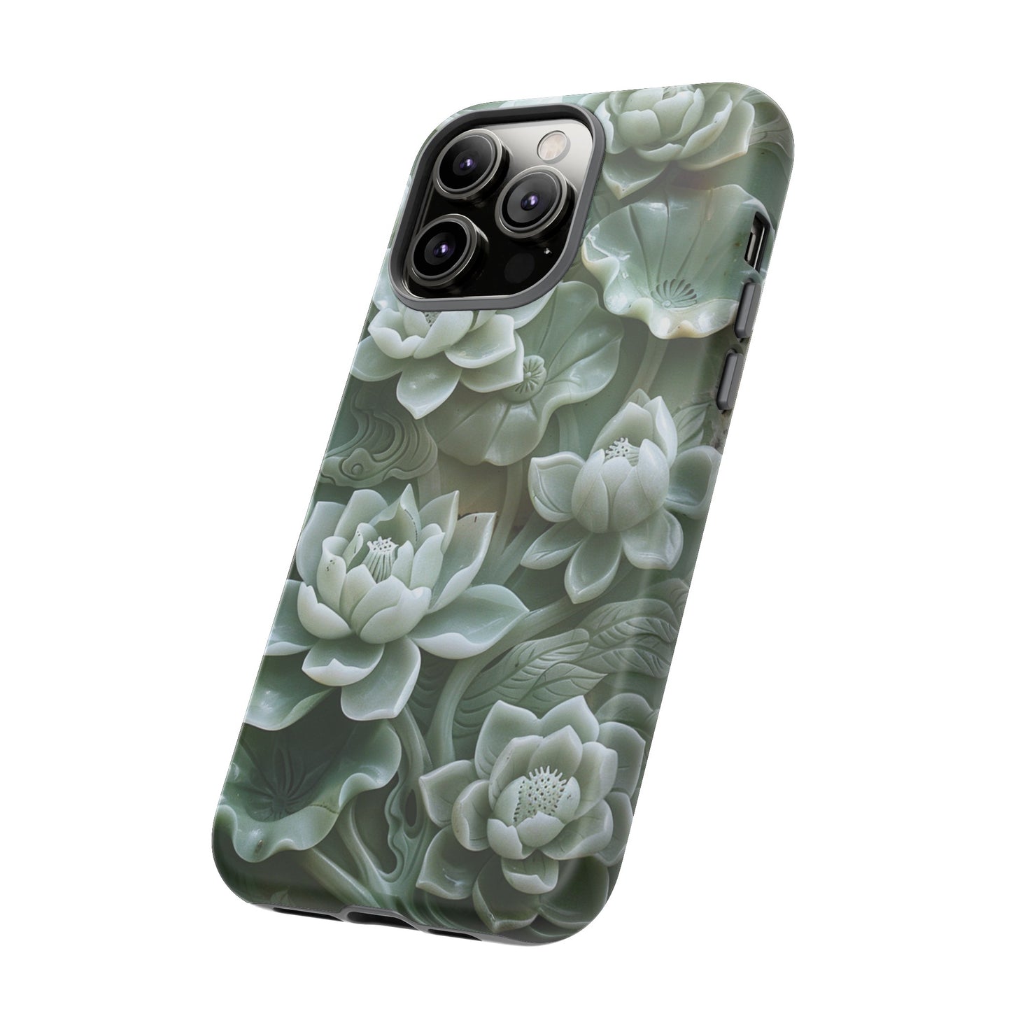 Green Jade Lotus Floral Art Phone Case