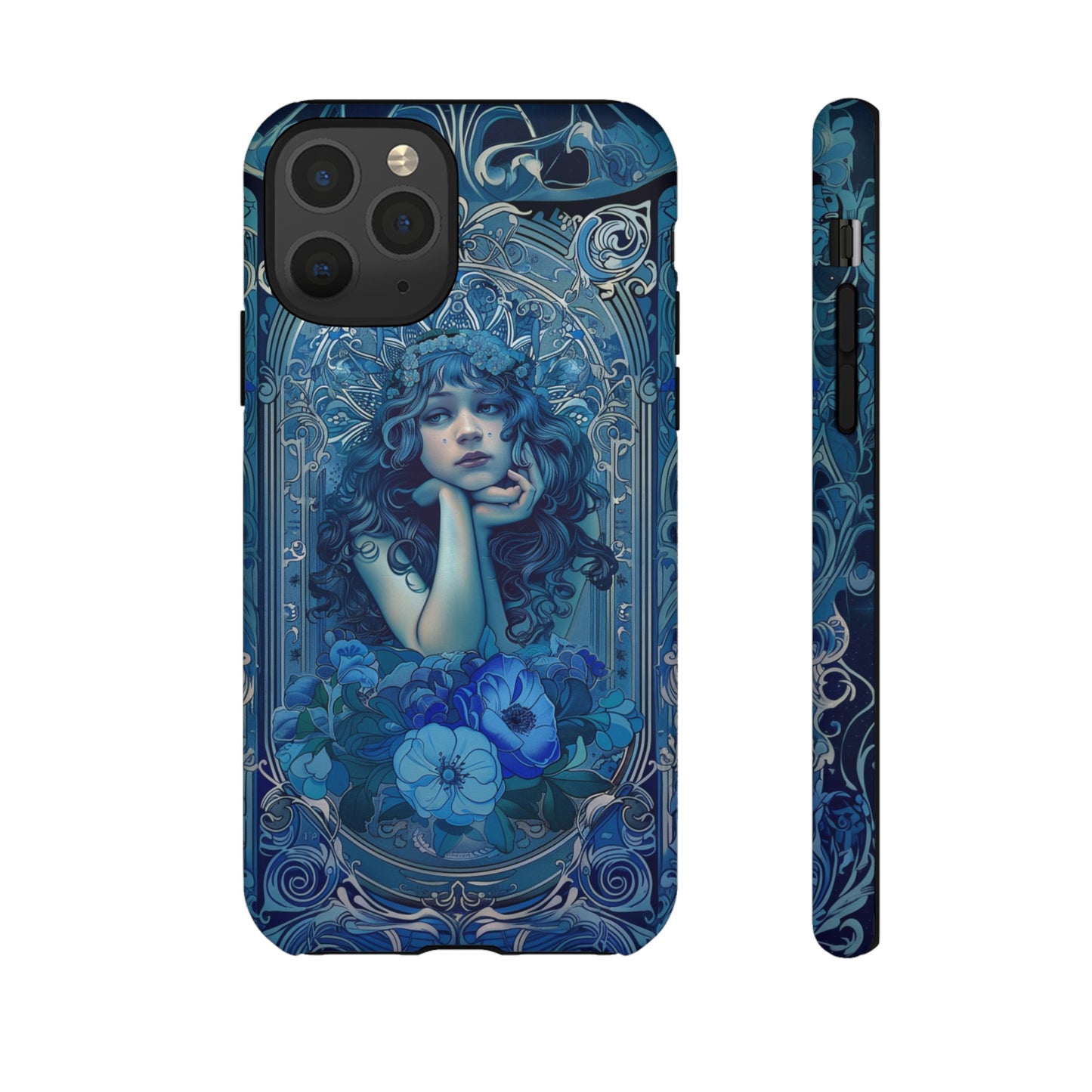 Blue Floral Art Nouveau Style Phone Case