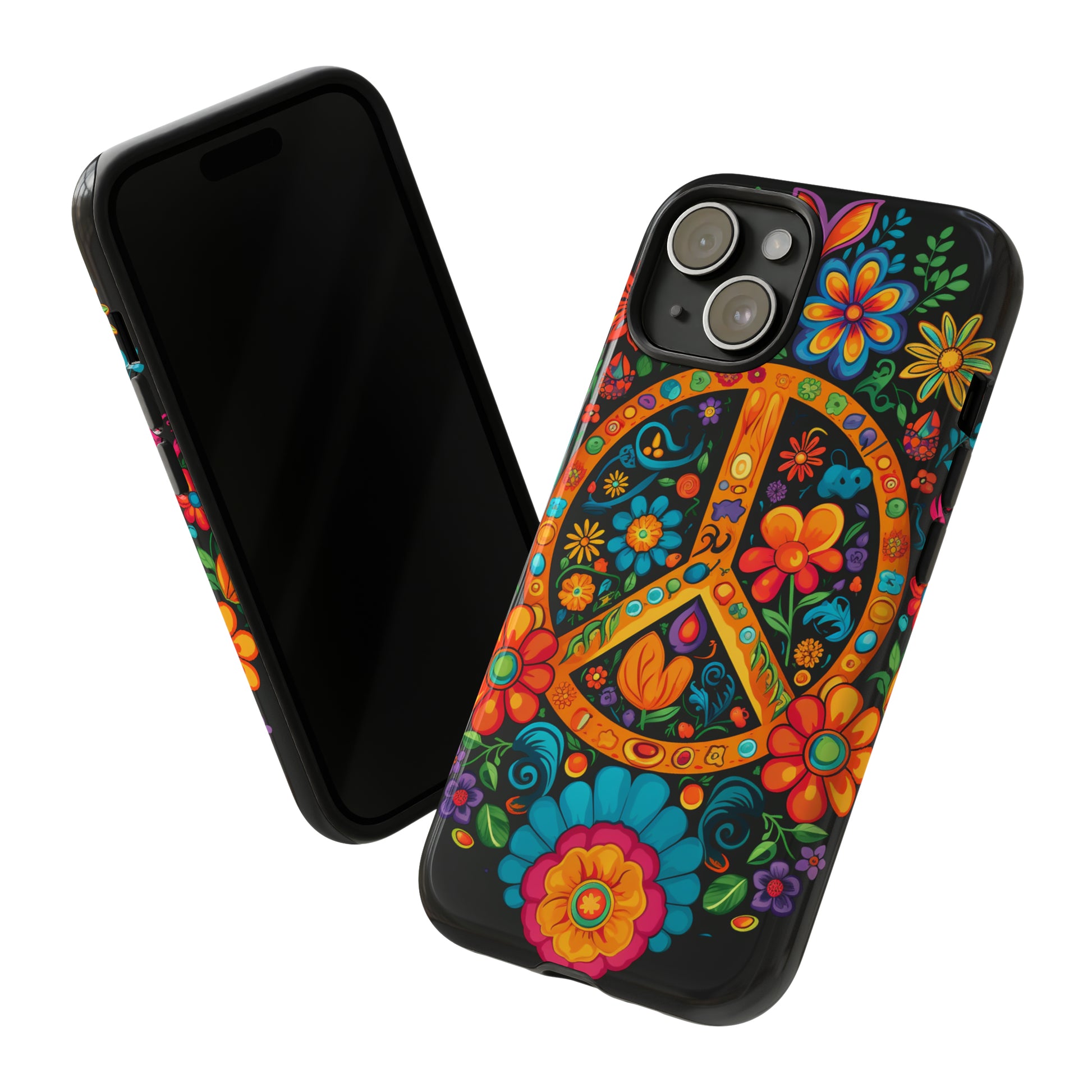Retro floral peace symbol case for iPhone 14 Pro Max