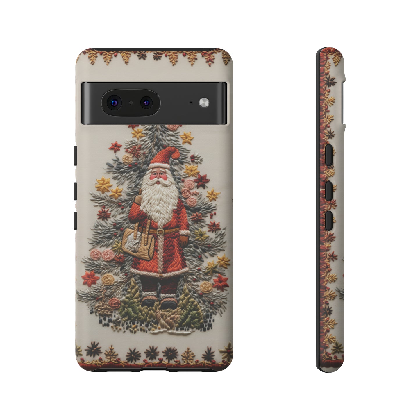 Vintage Embroidery Christmas Santa Phone Case