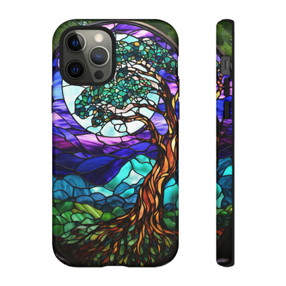 Stained Glass Mosaic Tile Tree in Moonlight