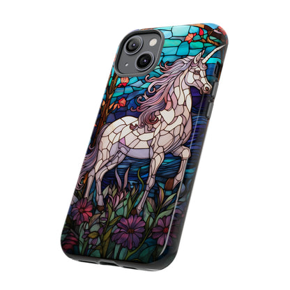 Unicorn Stained Glass iPhone, iPhone Case Retro Samsung Galaxy Phone Tough Case iPhone 15 14 Plus 13 12 7 8 Se Hippie Boho Style