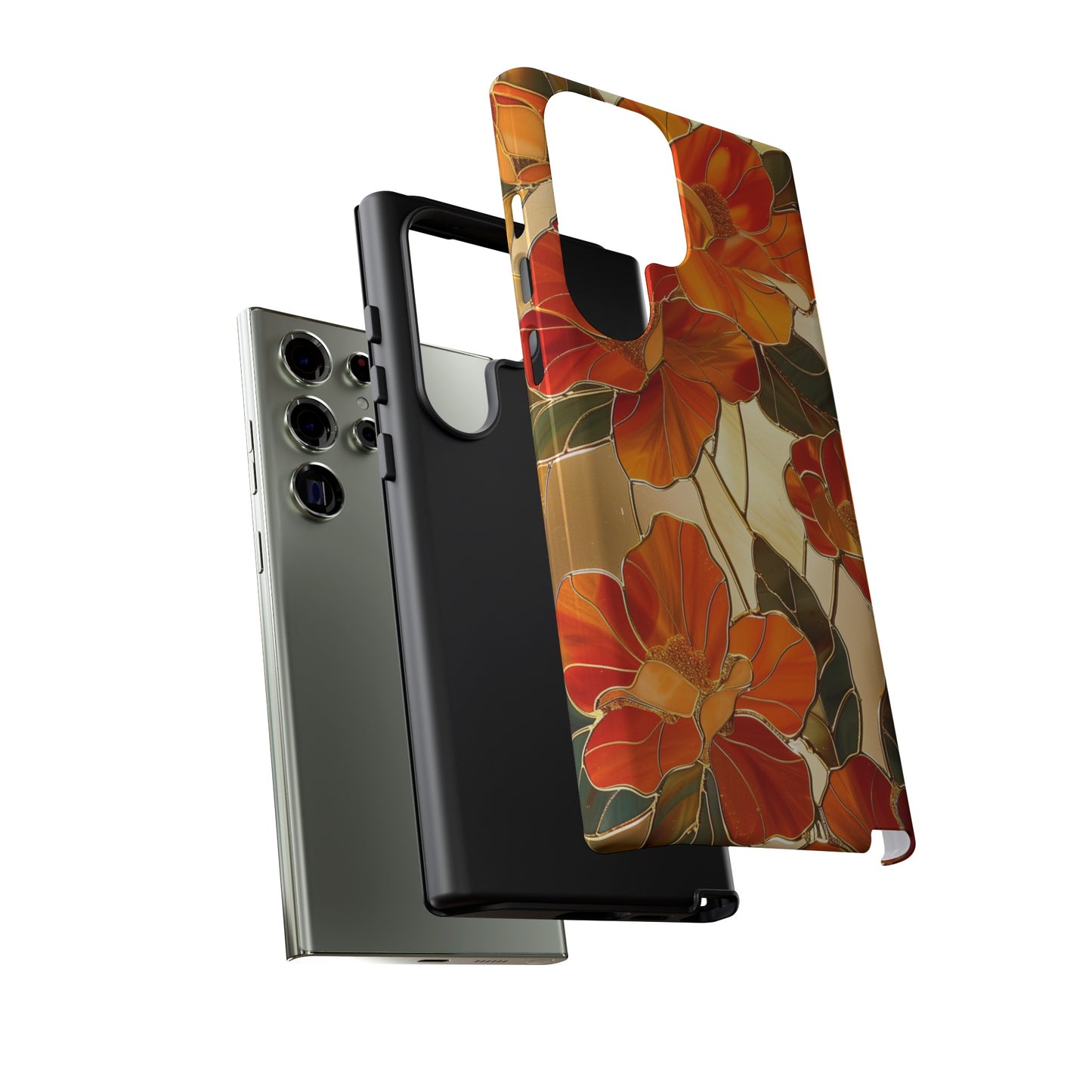 Orange Floral Phone Case Stained Glass Flower Aesthetic