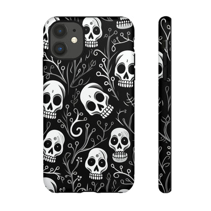 Join the Goth Side: Black Skull Floral Print | Mystical Elegance Case for iPhone, Samsung Galaxy, and Google Pixel