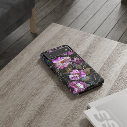 Magenta Color Floral Stained Glass Phone Case