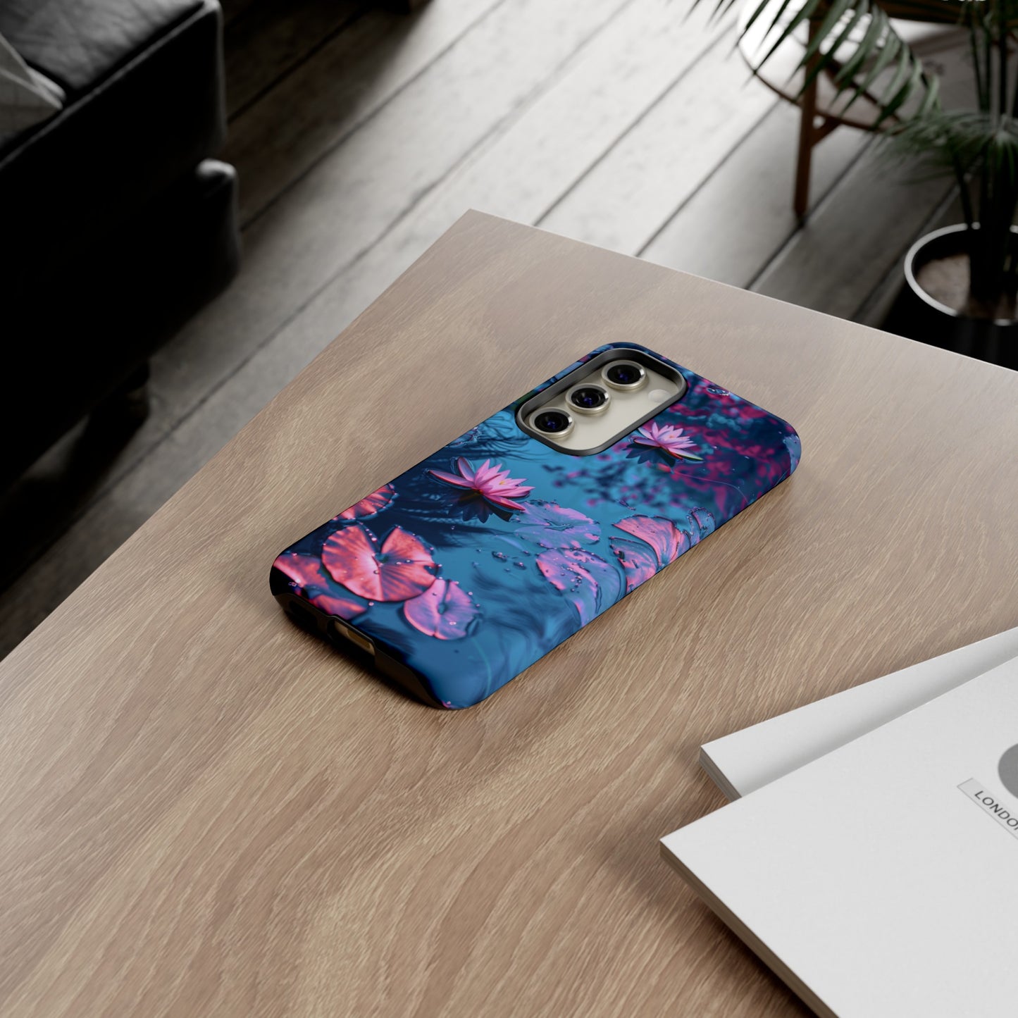 Magenta and Blue Color Zen Lily Pad Phone Case