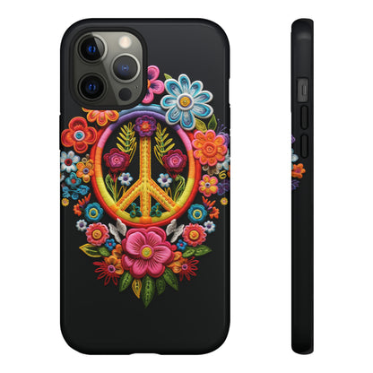 Peace Sign Embroidery Floral Hippie Style Phone Case