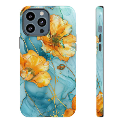 Gold Poppies Color Splash Floral Design Phone Case