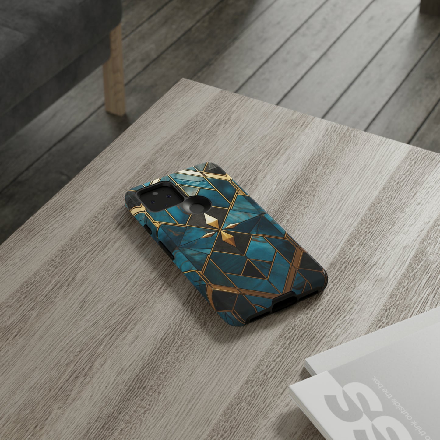 Gold and Blue Marble Mosaic Phone Case