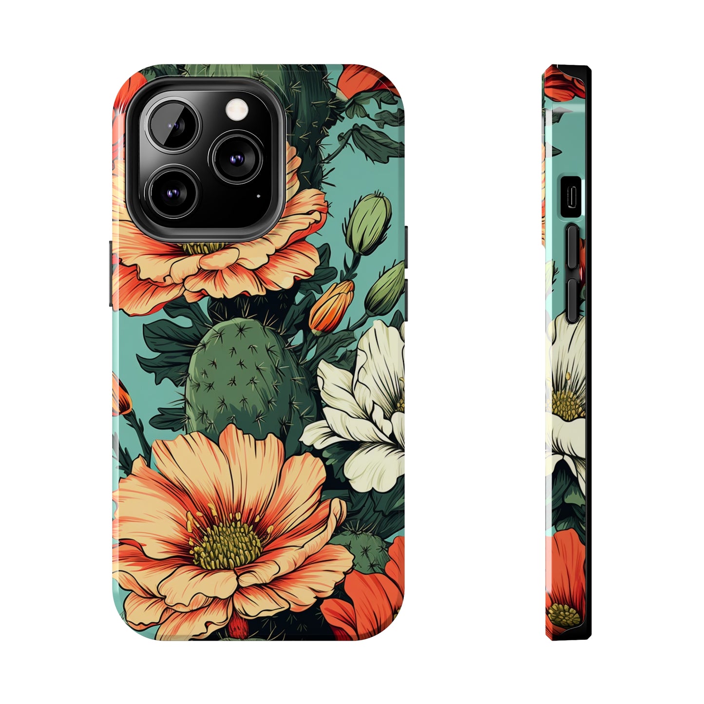 Desert Dream: Retro Vibe Cactus Tough iPhone Case