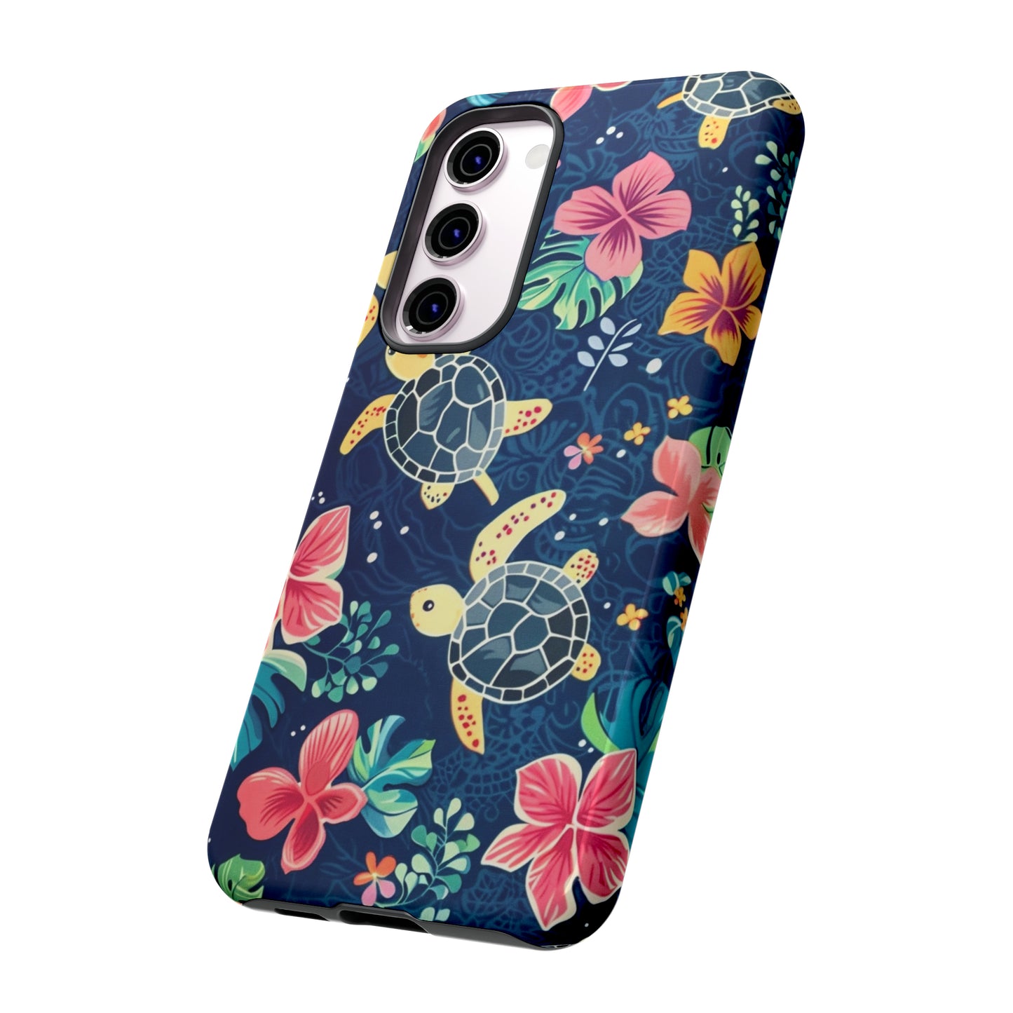 Undersea Floral Blue Sea Turtle Phone Case