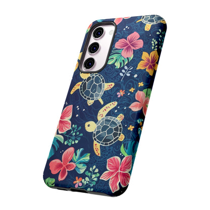 Undersea Floral Blue Sea Turtle Phone Case