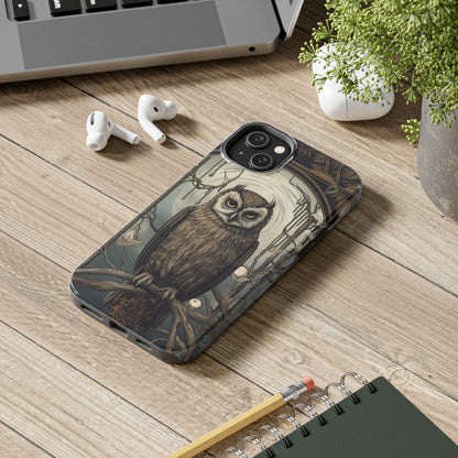 The Hermit Owl Tarot iPhone Tough Case | Embrace the Dark Academia Aesthetic and Retro Gothic Vibes with Captivating Tarot Design