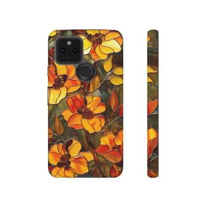 Orange Floral Phone Case Stained Glass Style