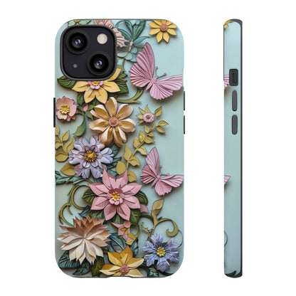 Pastel Pink Butterflies and Flowers iPhone Case